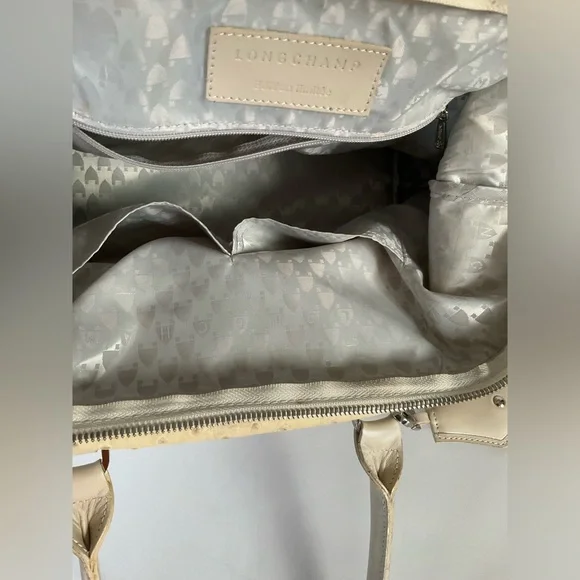 Longchamp Natural Tan Ostrich Leather Legend Bag Purse Satchel - Picture 9 of 15